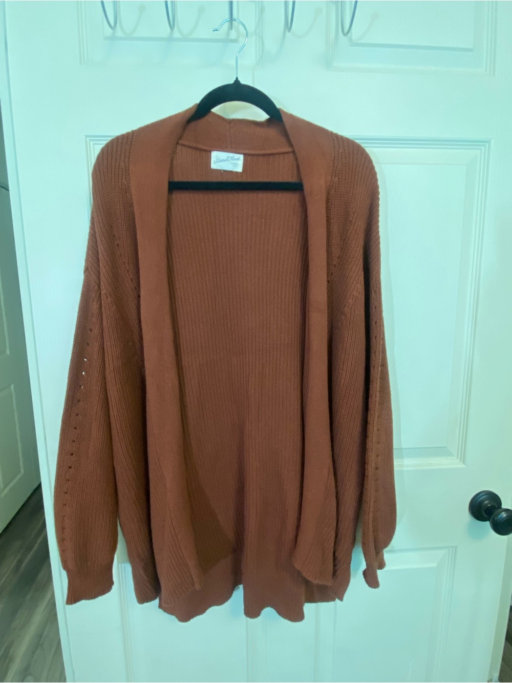 Universal Thread Open-Front Ribbed Cardigan Sweater - Rust Brown